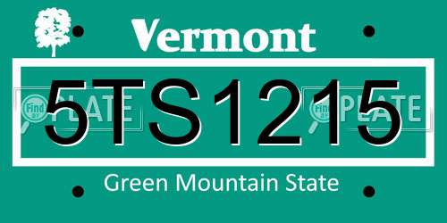 5TS1215 Vermont License Plate