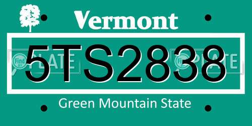 5TS2838 Vermont License Plate