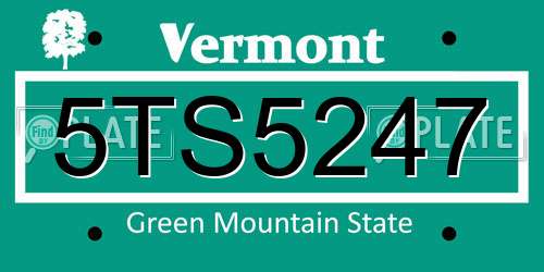 5TS5247 Vermont License Plate