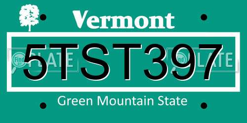 5TST397 Vermont License Plate