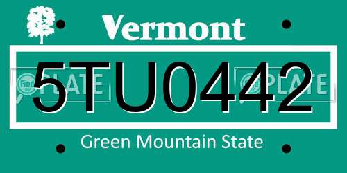 5TU0442 Vermont License Plate