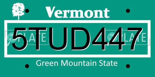 5TUD447 Vermont License Plate