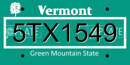 5TX1549 Vermont License Plate