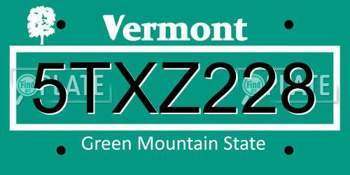 5TXZ228 Vermont License Plate
