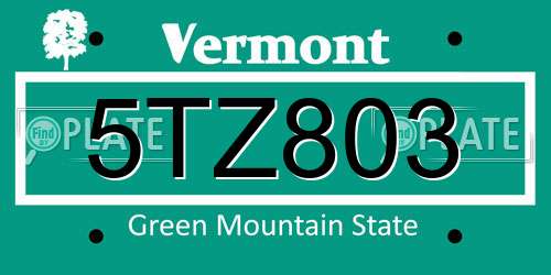 5TZ803 Vermont License Plate