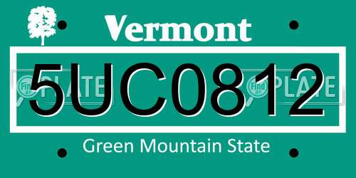 5UC0812 Vermont License Plate