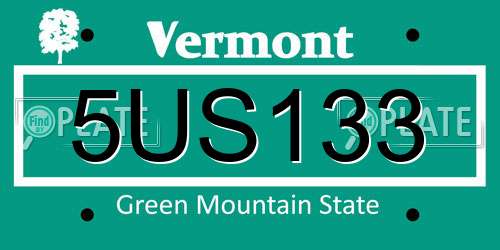 5US133 Vermont License Plate