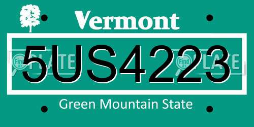 5US4223 Vermont License Plate