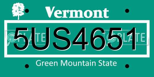 5US4651 Vermont License Plate