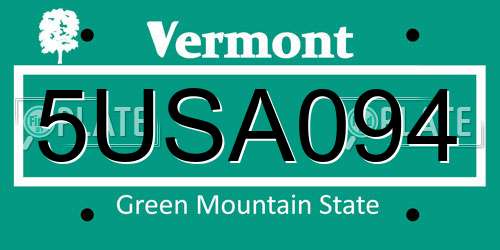 5USA094 Vermont License Plate