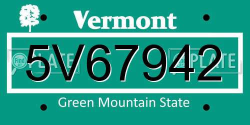 5V67942 Vermont License Plate