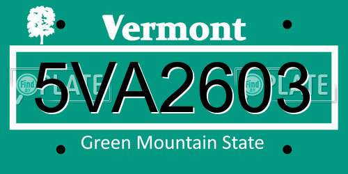 5VA2603 Vermont License Plate