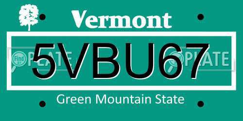 5VBU67 Vermont License Plate