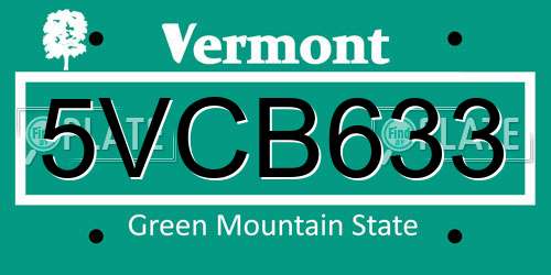 5VCB633 Vermont License Plate