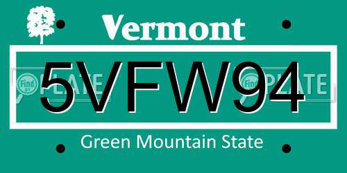 5VFW94 Vermont License Plate