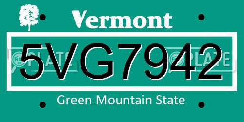 5VG7942 Vermont License Plate