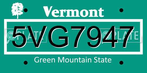 5VG7947 Vermont License Plate