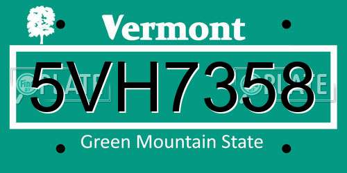 5VH7358 Vermont License Plate