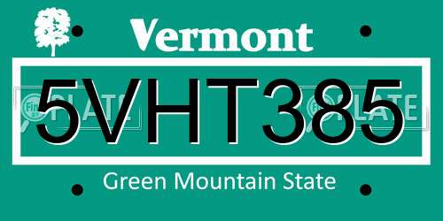 5VHT385 Vermont License Plate