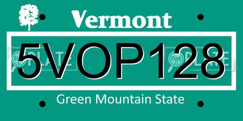 5VOP128 Vermont License Plate