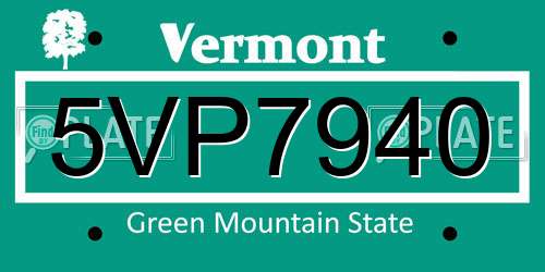 5VP7940 Vermont License Plate