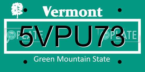 5VPU73 Vermont License Plate