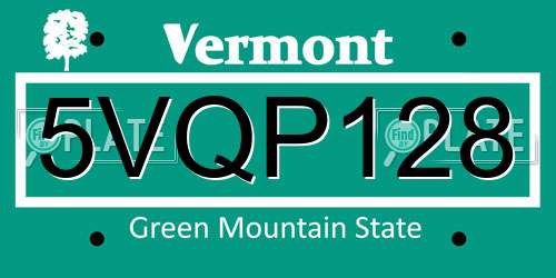 5VQP128 Vermont License Plate