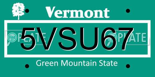 5VSU67 Vermont License Plate
