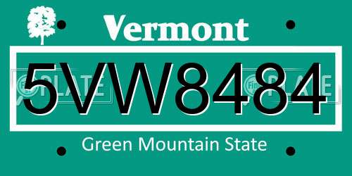 5VW8484 Vermont License Plate