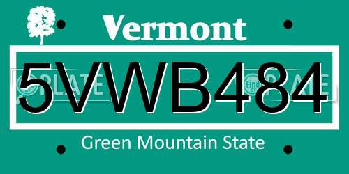 5VWB484 Vermont License Plate
