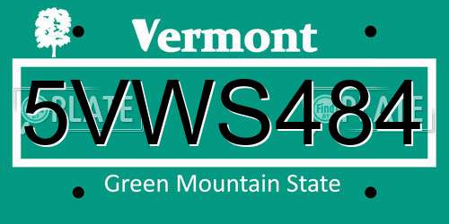 5VWS484 Vermont License Plate
