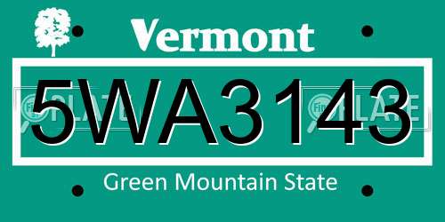 5WA3143 Vermont License Plate