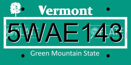 5WAE143 Vermont License Plate