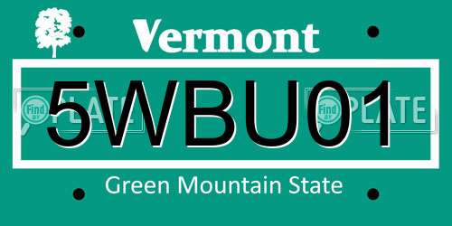 5WBU01 Vermont License Plate