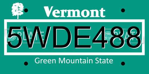 5WDE488 Vermont License Plate