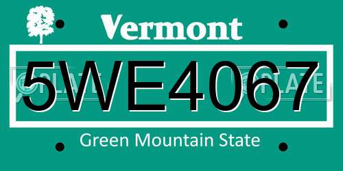 5WE4067 Vermont License Plate