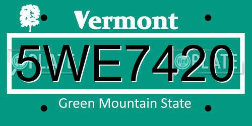 5WE7420 Vermont License Plate