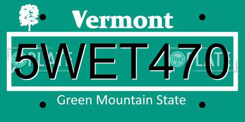 5WET470 Vermont License Plate