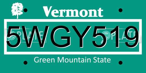 5WGY519 Vermont License Plate