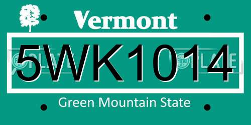 5WK1014 Vermont License Plate
