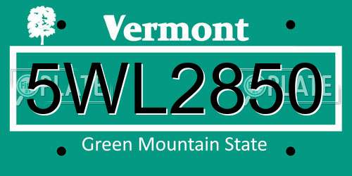 5WL2850 Vermont License Plate