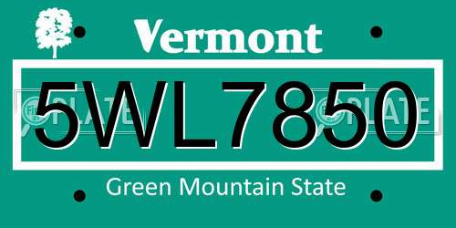 5WL7850 Vermont License Plate