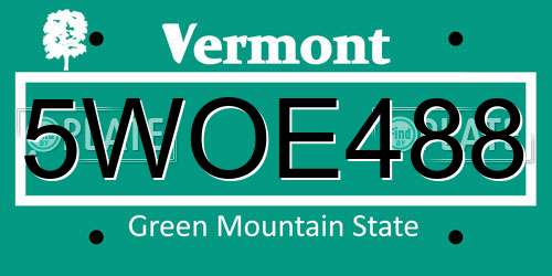 5WOE488 Vermont License Plate