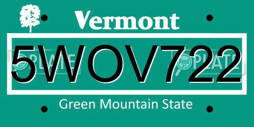 5WOV722 Vermont License Plate