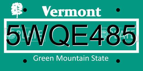 5WQE485 Vermont License Plate