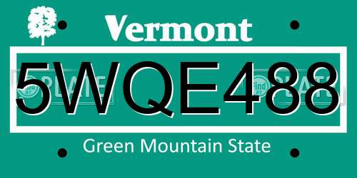 5WQE488 Vermont License Plate