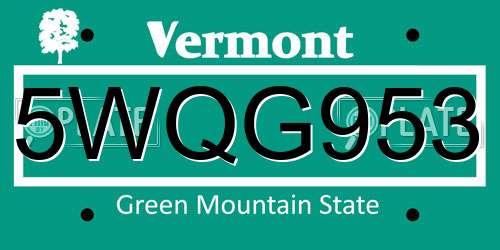 5WQG953 Vermont License Plate