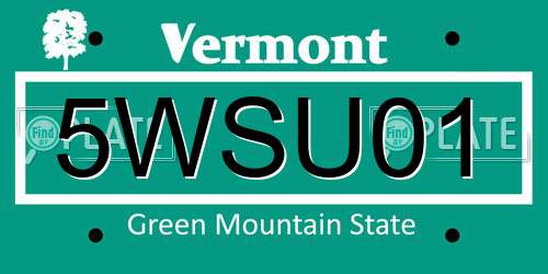 5WSU01 Vermont License Plate