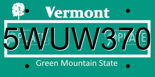 5WUW370 Vermont License Plate