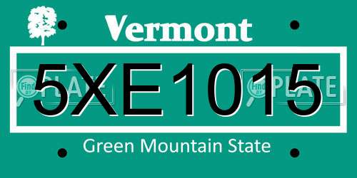 5XE1015 Vermont License Plate